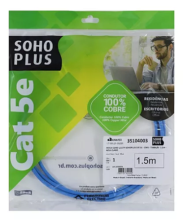 Patch Cord U/utp Furukawa Sohoplus Cat5e Cmx 1.5m Azul Claro