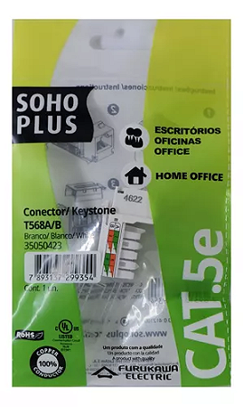 Conector Fêmea Rj45 Keystone Furukawa Sohoplus Cat5e