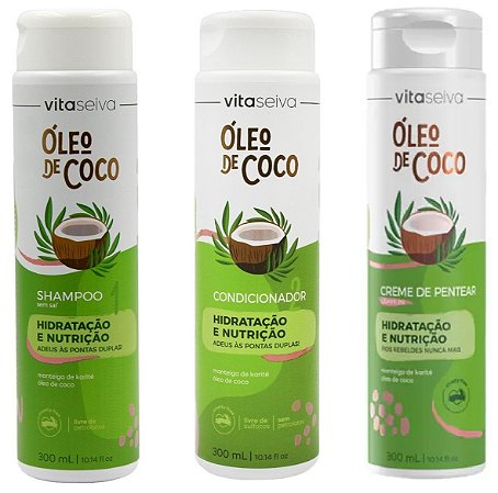 Vita Seiva Oleo De Coco Shampoo Condicionador Creme Pentear