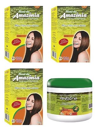 Hene Divina Dama Incolor Amazonia 03x200gr c/ Touca Termo ativadora + Creme Branco 500gr Incolor