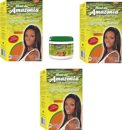 Hene Divina Dama Castanho Escuro Amazonia 03x200gr + Creme Branco 500gr Incolor