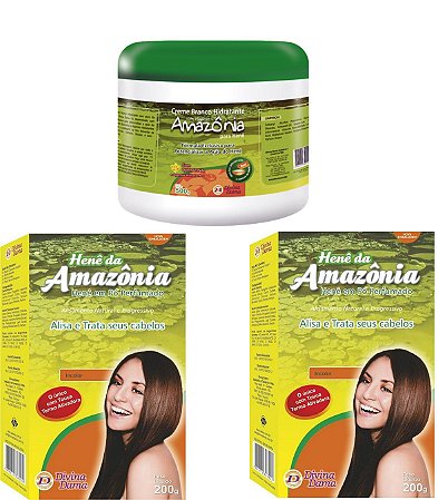 Hene Divina Dama Incolor Amazonia 02x200gr  c/ Touca Termo ativadora + Creme Branco 500gr Incolor