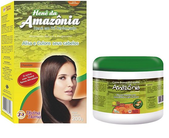 Hene Divina Dama Chocolate Amazonia 01x200gr  c/ Touca Termo ativadora + Creme Branco 500gr Incolor