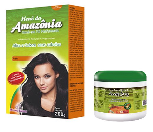 Hene Divina Dama Preto Amazonia 01x200gr c/ Touca Termo ativadora + Creme Branco 500gr Incolor