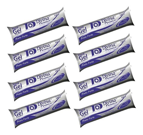 Divina Dama Hene Em Gel  Jaborandi 08x180gr Preto Forte Bisnaga Kit 08 unidades incolor