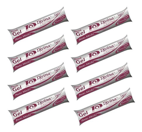 Divina Dama Hene Em Gel Queratina 08x180gr Preto Medio Bisnaga Kit 08 unidades incolor