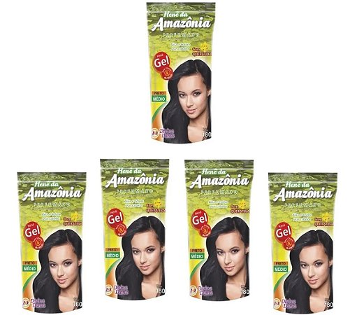 Divina Dama Hene Em Gel Amazonia 05x180gr Preto Medio Pouch kit 05 Unidades Incolor