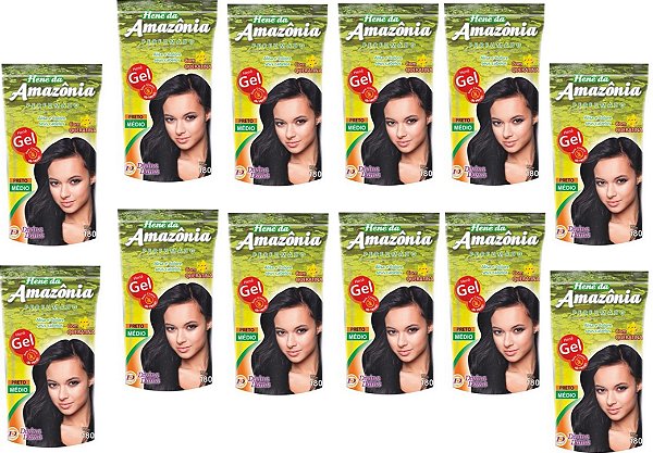 Divina Dama Hene Em Gel Amazonia 12x180gr Preto Forte Pouch kit 12 Unidades Incolor