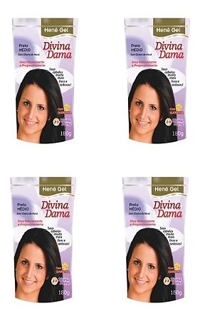 Divina Dama Hene Em Gel Jaborandi 04x180gr Preto Medio Pouch Kit 04 unidades incolor