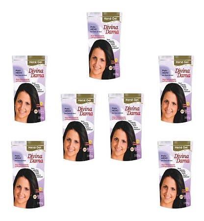 Divina Dama Hene Em Gel Jaborandi 07x180gr Preto Medio Pouch Kit 07 unidades incolor