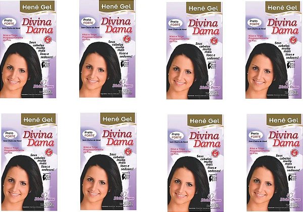 Divina Dama Hene Em Gel Jaborandi 08x180gr Preto Forte Pouch Kit 08 unidades incolor