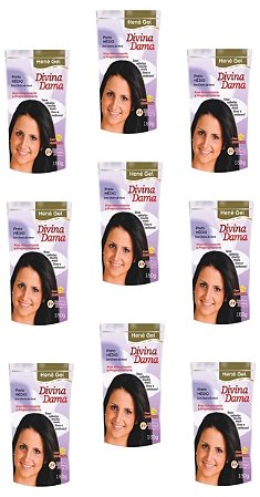 Divina Dama Hene Em Gel Jaborandi 09x180gr Preto Medio Pouch Kit 09 unidades incolor