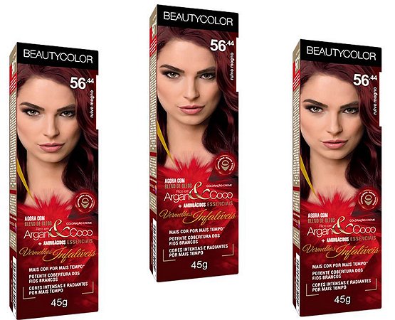 Beautycolor Tintura Argan&Coco Bisnaga 56.44 Ruivo Mogno