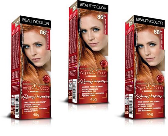 Beautycolor Argan&Coco Tintura Bisnaga 86.44 Ruivo Cobre Natural