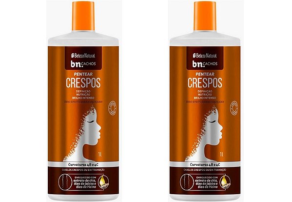 Creme Pentear Beleza Natural Cachos Crespos 1l Curvas 4b 4c (02 Unidades)