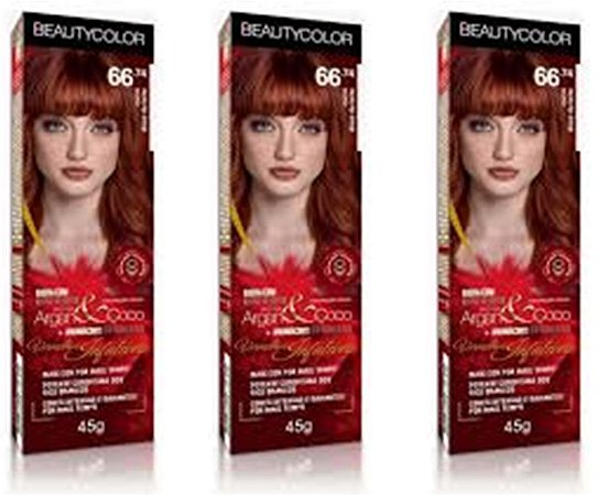 Beautycolor Tintura Argan&Coco Permanente 66.74 Ruivo Doce De Leite