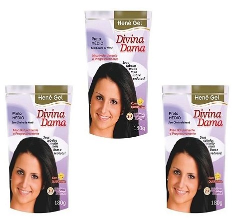 Divina Dama Hene Em Gel Jaborandi 03x180gr Preto Medio Pouch Kit 03 unidades incolor