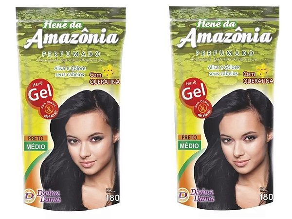 Divina Dama Hene Em Gel Amazonia 02x180gr Preto Medio Pouch kit 03 Unidades Incolor