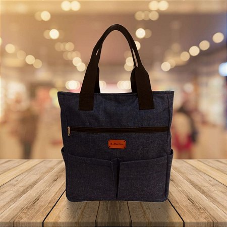 Bolsa Jeans quadrada grande Tote Alça Ombro lateral Moda Casual elegante R.Martino