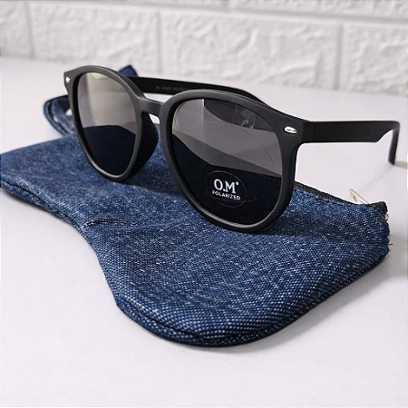 Óculos Sol Feminino Masculino Preto Polarizado Uv + case estojo Jeans Exclusivo