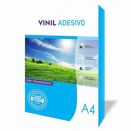 Vinil Adesivo Semi Transparente p Jato de Tinta A4 c/ 20 fls