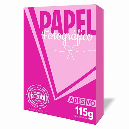 Papel Fotográfico A4 Adesivo Glossy 115g - Pacote c/20 Folhas