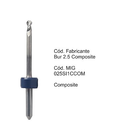 Fresa CAD CAM para Sistemas Sirona - 025SI1CCOM - Aplicação: Composite