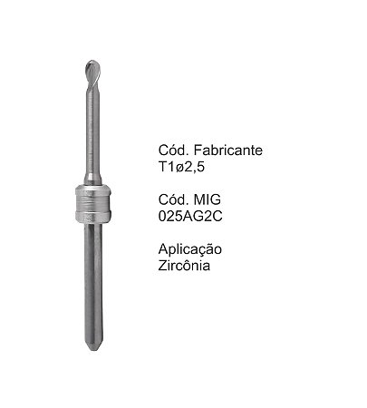Fresa CAD CAM para Sistemas Amann Girrbach - T1 - Aplicação: Zircônia
