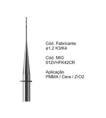 Fresa CAD CAM para Sistemas VHF - Compatível: K3/K4 - 1,2mm