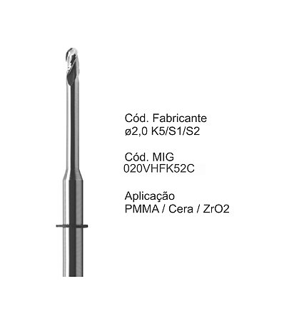 Fresa CAD CAM para Sistemas VHF / WIELAND - Compatível: K5/S1/S2 - 2,0mm