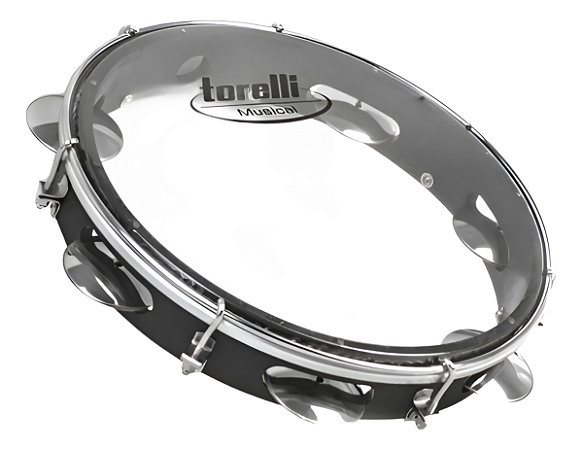 Pandeiro 10'' Injetado Em Abs Com Pele Cristal Torelli Tp348 Preto