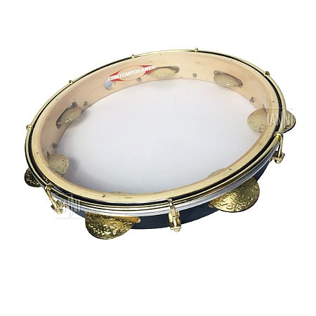 Pandeiro Contemporanea 12 Preto Pele Transp Pro Leve 34clp