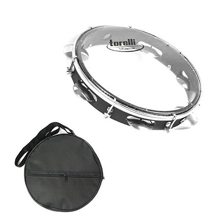 Pandeiro Torelli 10'' Preto Abs Pele Cristal Com Capa