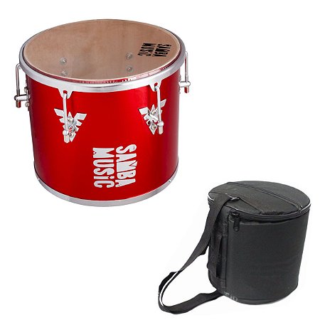 Repique De Mão Madeira Phx 30x12 Vermelho Com Capa