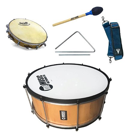 Kit Zabumba Phx 20x20 Pandeiro Triangulo Baqueta E Correia