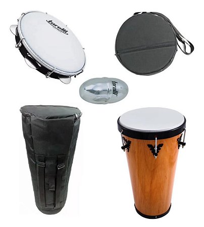 Kit Pandeiro Timba Ganza Com Capa