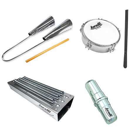Kit Reco-reco Tamborim Agogô Ganza