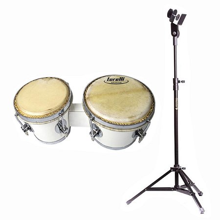 Bongo Madeira 6x7 Torelli Tb010 Branco Com Pedestal