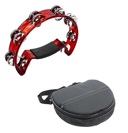Pandeirola Meia Lua Cristal Vermelha Torelli Tp316 Com Capa