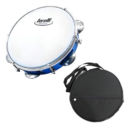 Pandeiro 8" Injetado Em Abs Torelli Azul Tp809 Com Capa Luxo