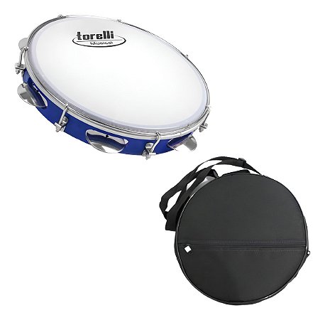 Pandeiro 10'' Injetado Em Abs Azul Torelli Tp309 Com Bag