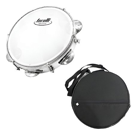 Pandeiro 8" Injetado Em Abs Branco Torelli Tp809 + Capa Luxo