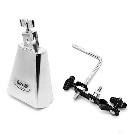 Kit De Percussão Cowbell 4'' Com Suporte Em L Para Pedestal