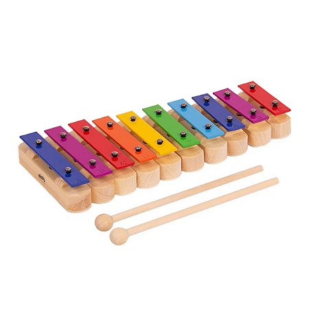 Metalofone Infantil Colorido Com 10 Teclas Em Barra Kidzzo