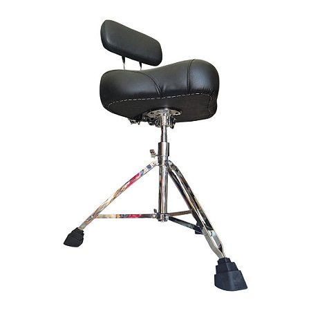 Banco De Bateria Selim Confort Com Encosto Preto Ianni Hg-6