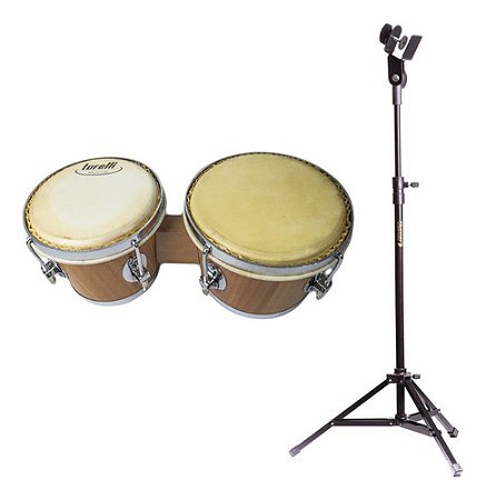 Bongo Madeira 7x8 Torelli Tb011 Natural Com Pedestal