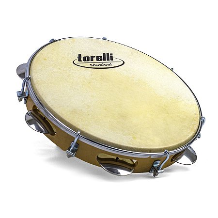 Pandeiro Injetado Em Abs Natural com Pele de Couro Animal Torelli TP300