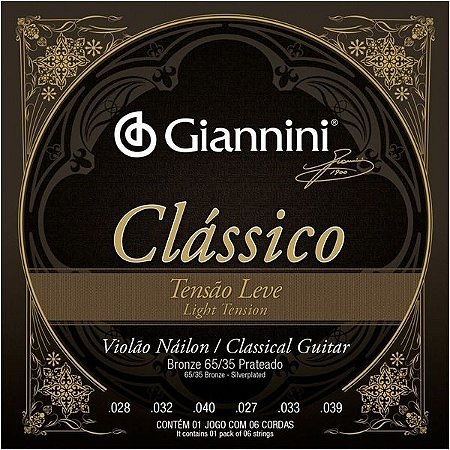 ENCORDOAMENTO GIANNINI VIOLAO CLASSICO NAILON LEVE PRATA GENWPL