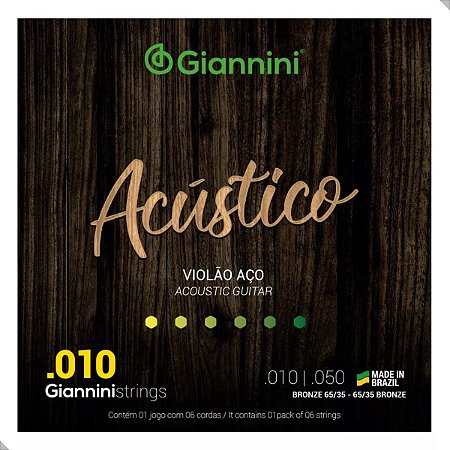 Encordoamento Para Violão Aço 0,10 Giannini Série Acústico Bronze Geswam