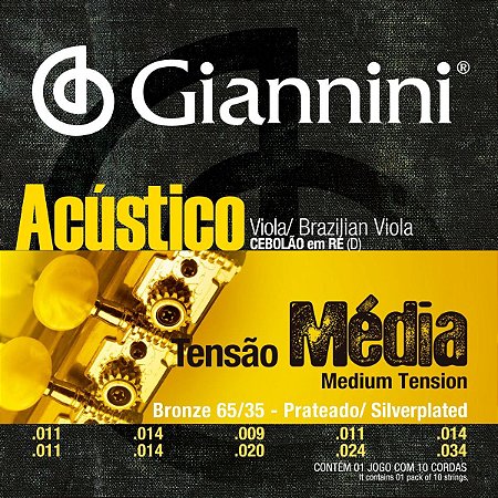 ENCORDOAMENTO GIANNINI VIOLA ACUSTICO CEBOLAO EM RE MED GESVAM